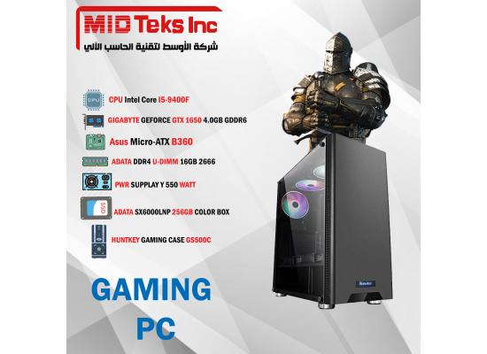 Gaming Desktop (MID-19) , CPU INTEL I5-9400F, DDR4 /16GB ,SSD 256GB M.2 ,GTX 1650 4.0GB,ASUS MB PRIME B360M-C/CSM,Power Supply 550W,HUNTKEY GAMING CASE GS500C